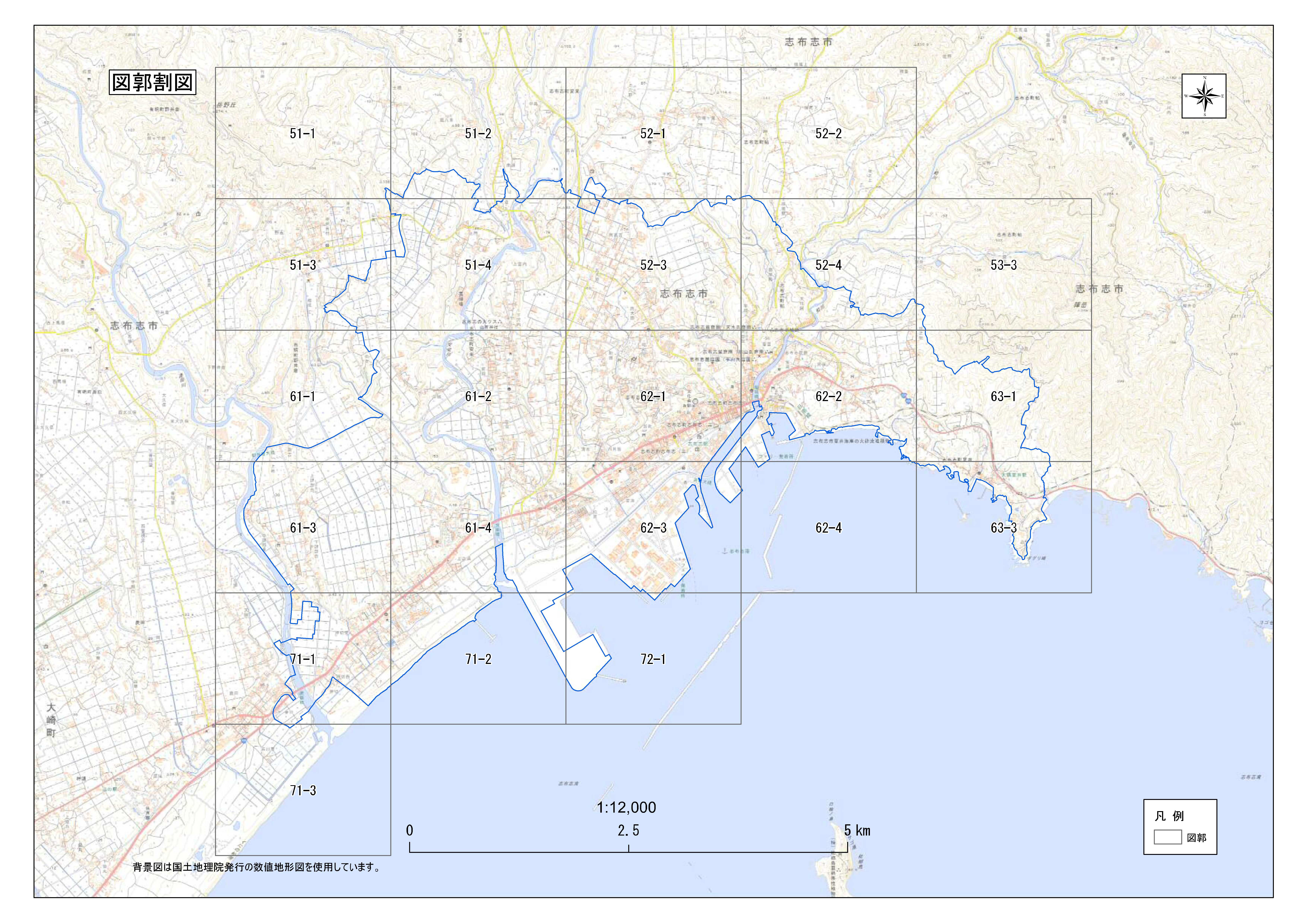 志布志市 都市計画図の区画を表す画像です