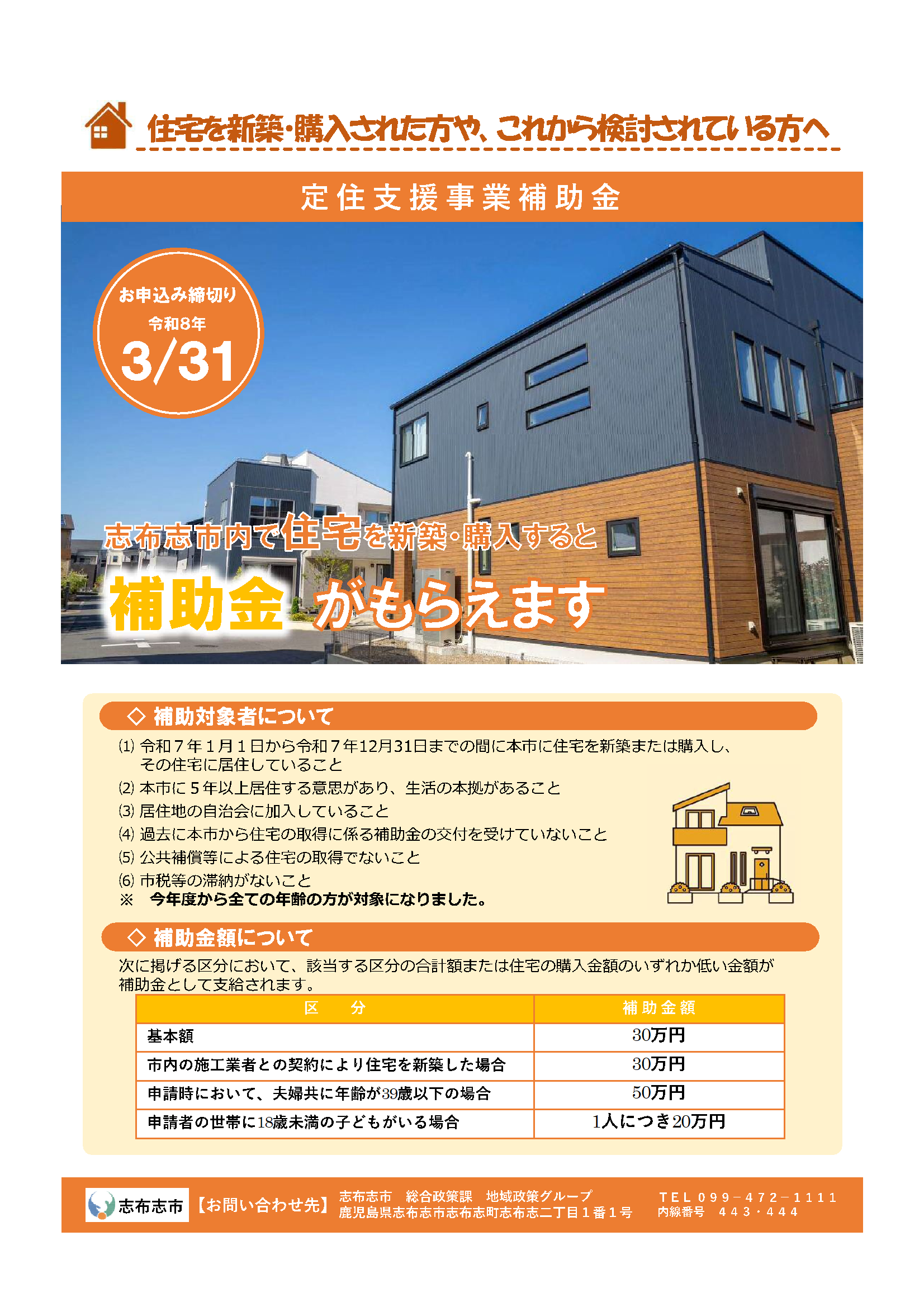 定住支援事業補助金チラシ